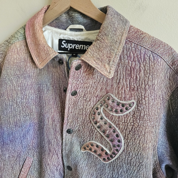 Supreme Multicolored Pebbled Leather Varsity Jacket RARE - Picture 3 of 14